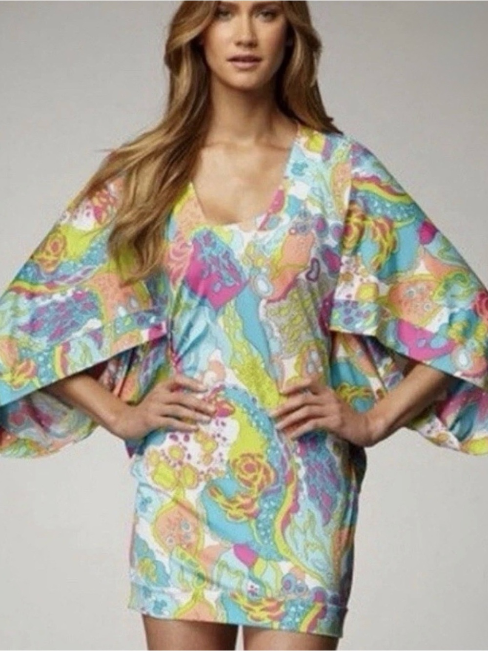🌴🩷 Trina Turk Tangiers Tunic Cover-Up Swim Spa Resort Top